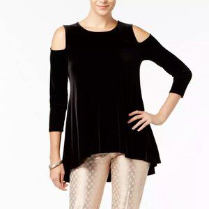 HOLIDAY PARTY TOP: Alfani Petite Velvet Cold-Shoulder Tunic
